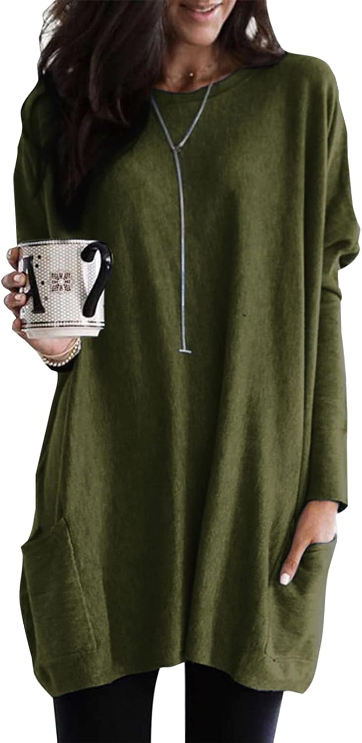 Dokotoo Womens Fall Fashion Long Sleeve Pullover Tunic Tops