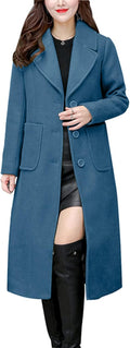 Women's Mid-Long Wool Blend Notch Lapel Coat - Warm Everyday Layer