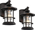 Oil Rubbed Bronze Outdoor Wall Light 2 Pack - Clear Seedy Glass Porch