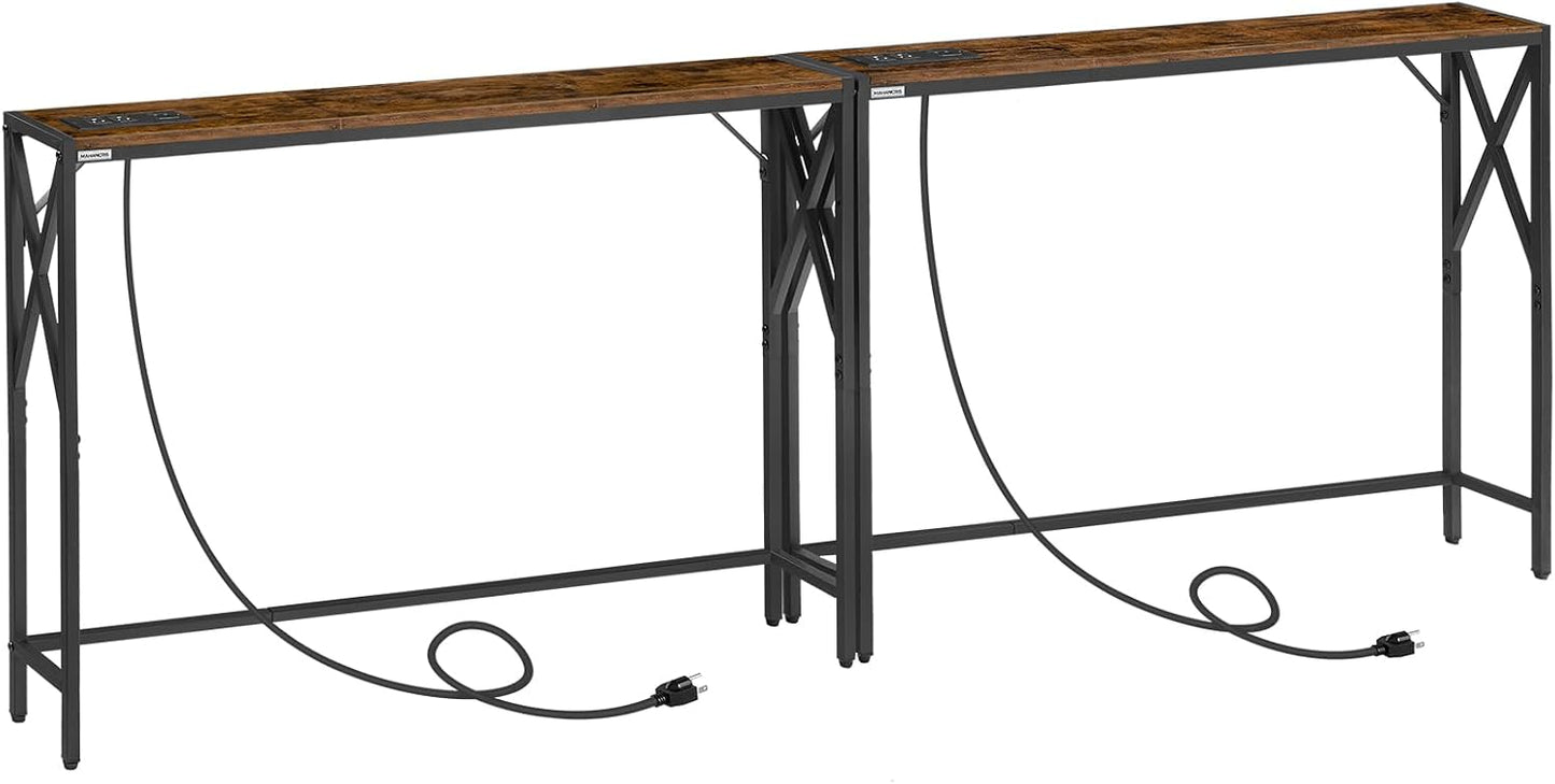 78.7in Narrow Sofa Table with Charging Station for Modern Homes