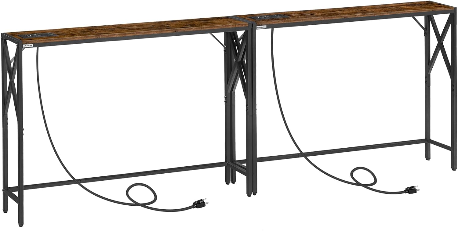 78.7in Narrow Sofa Table with Charging Station for Modern Homes