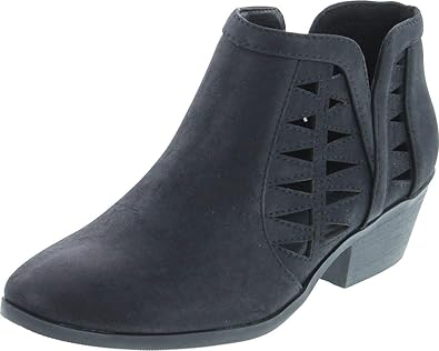 Soda CHANCE Womens Perforated Cut Out Block Heel Ankle Booties