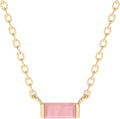 Pink Opal Rectangle Crystal Pendant Necklace for Women - 18k Gold