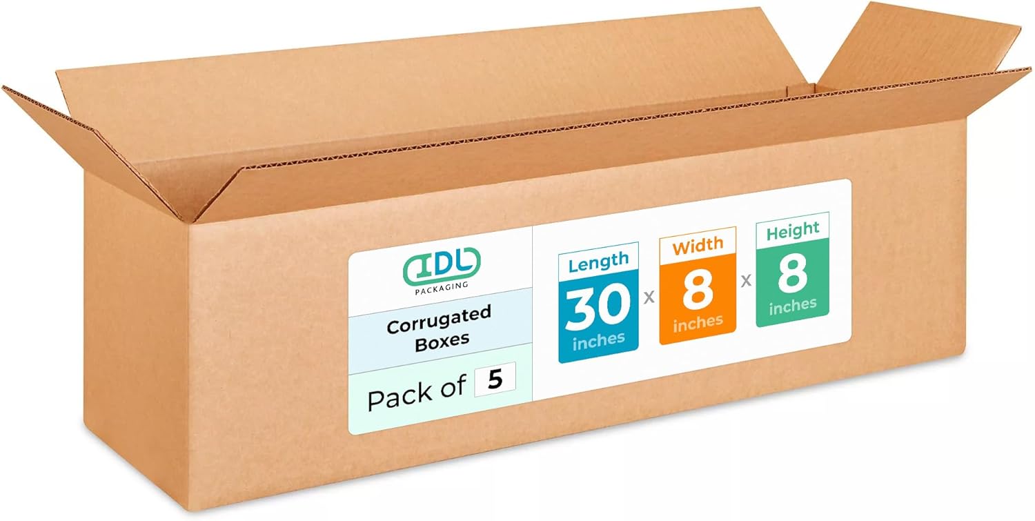 Long Shipping & Moving Boxes - Extra Strength Corrugated 5-Pack