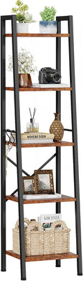 Furologee 5 Tier Ladder Shelf Bookcase - Tall Narrow Storage Solution
