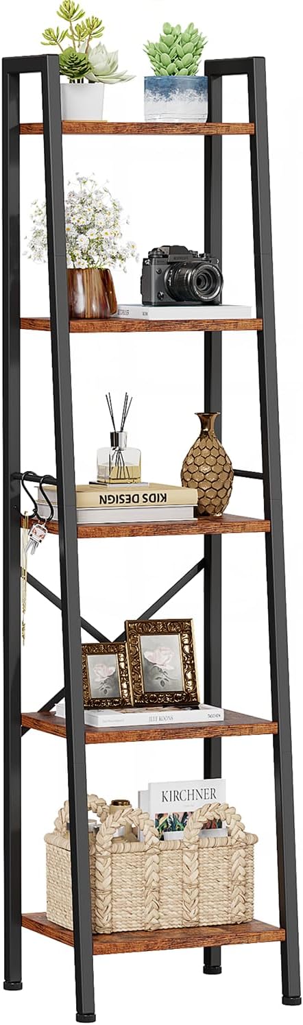 Furologee 5 Tier Ladder Shelf Bookcase for Stylish Storage