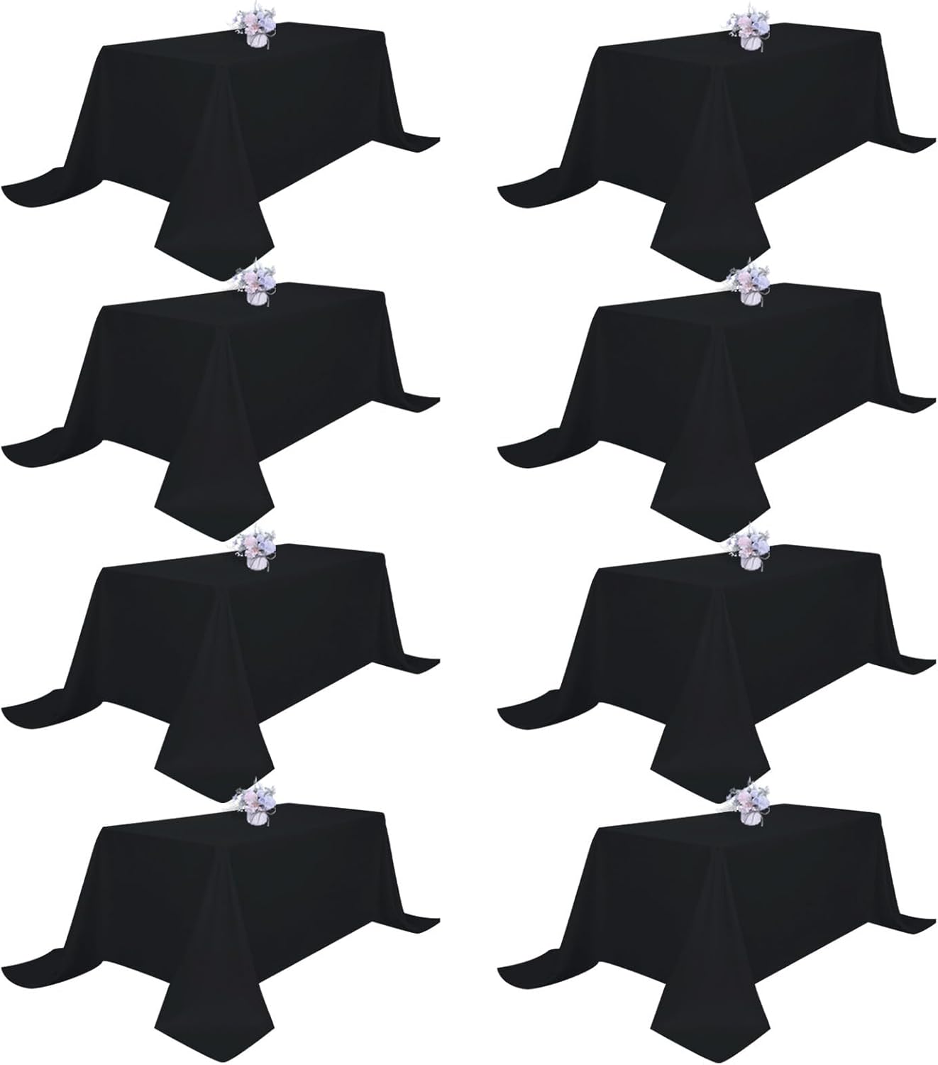 8 Pack Black Tablecloths for 8 Foot Rectangle Tables - Durable
