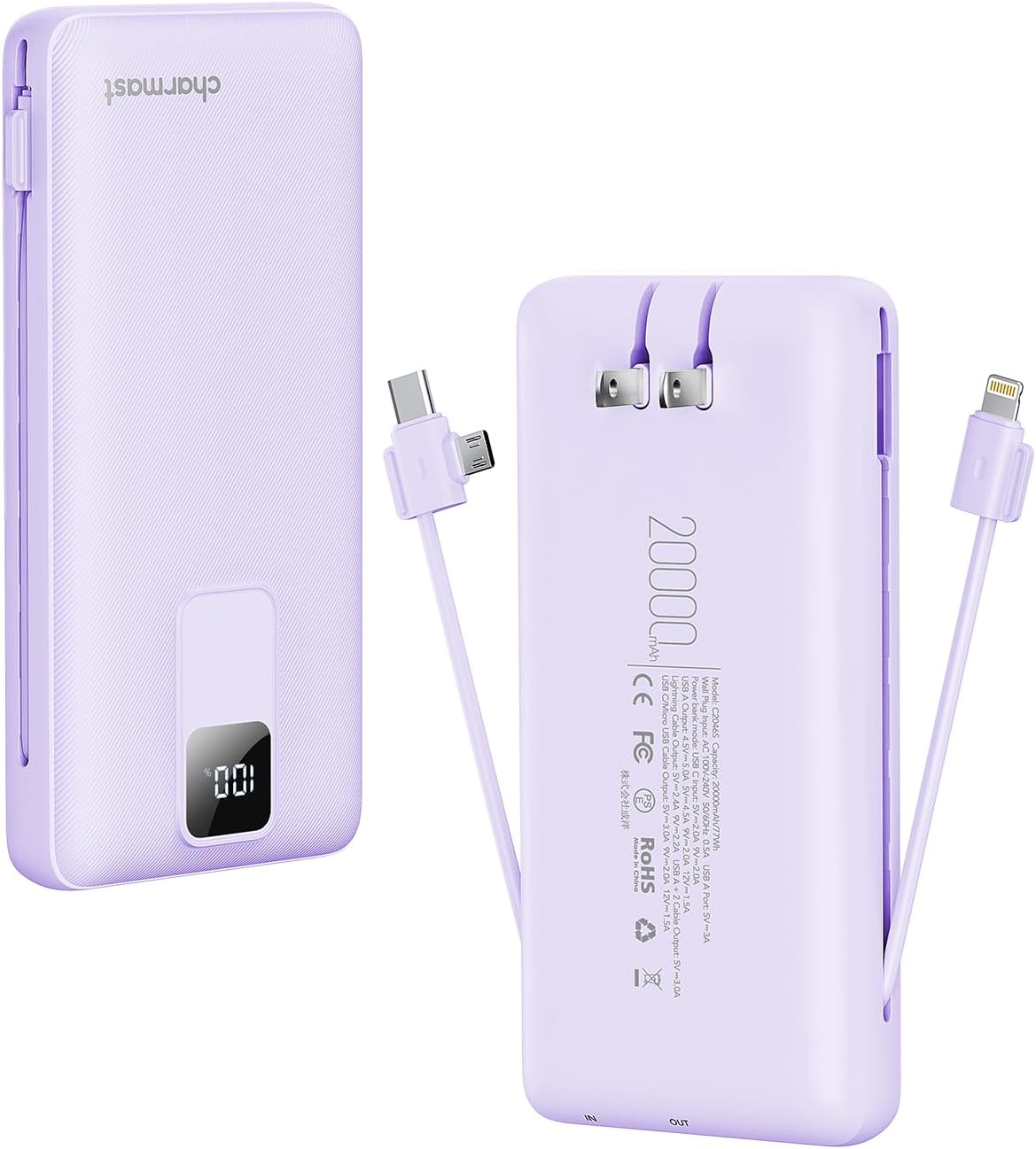Charmast 20W Fast Charging Power Bank - All-in-One Portable Charger