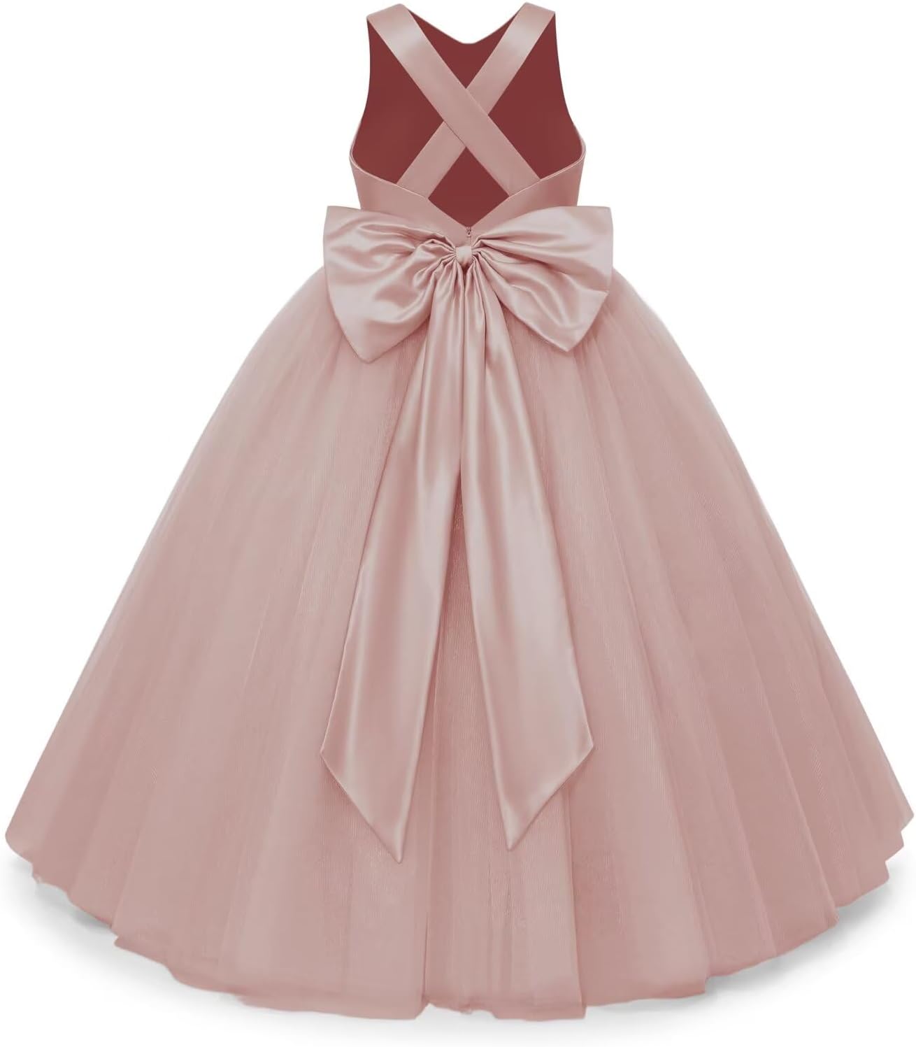 JISISANG Crossed Straps Flower Girl Dress for Special Occasions