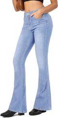 Women's High Waist Flare Bell Bottom Jeans - Stretchy Wide Leg