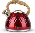 Tea Kettle 2.7 Quart Red Whistling Teapot - Loud Whistle, Diamond