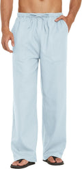 Mens Casual Linen Pants Elastic Waist Drawstring - Cool Summer Comfort