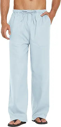 COOFANDY Mens Linen Loose Pant for Yoga and Beach Activities