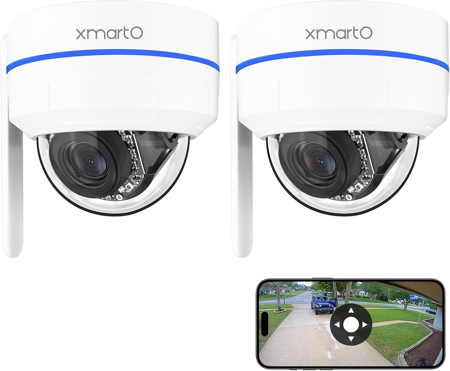 xmartO 2-Pack AI Tracking Dome CAM 2K HD Wireless Security