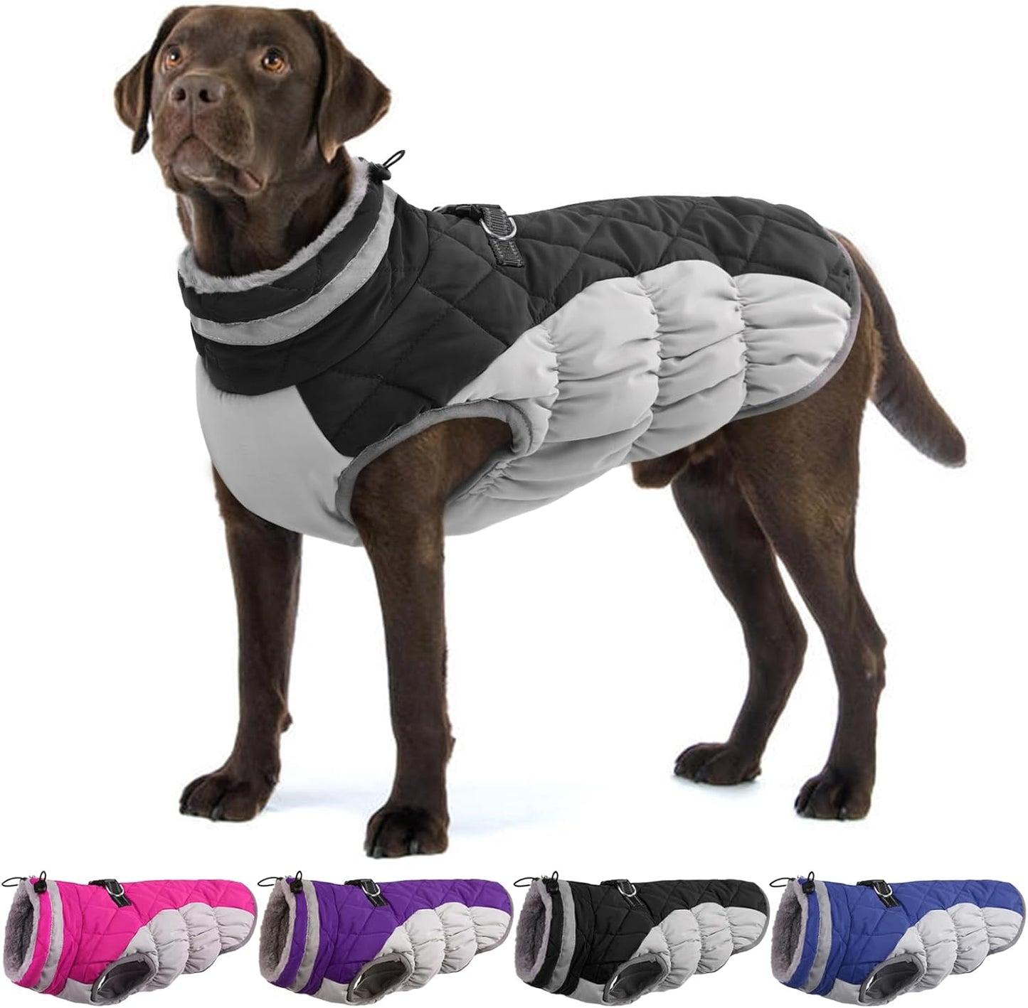 Large Dog Coat for Winter, Waterproof and Warm Fleece Jacket