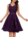 Women's Cocktail Party Dress with Handkerchief Hem - Lace Top Fit