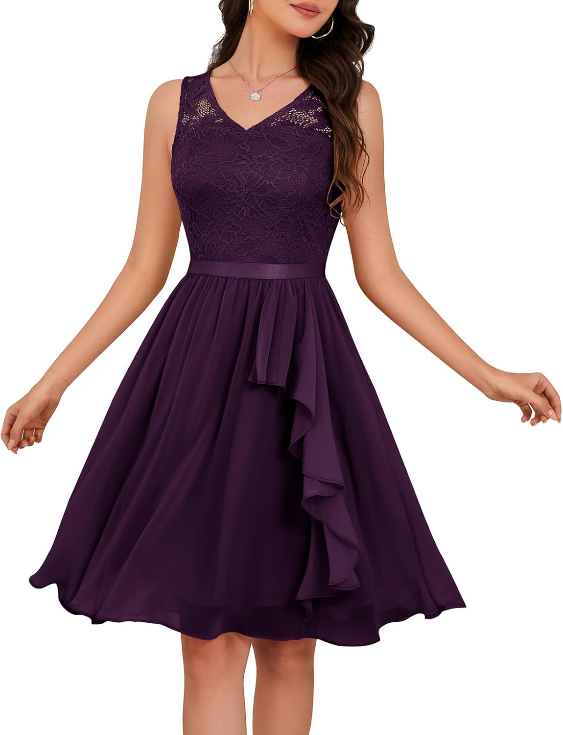 Elegant Women's Cocktail Party Dress with Handkerchief Hem