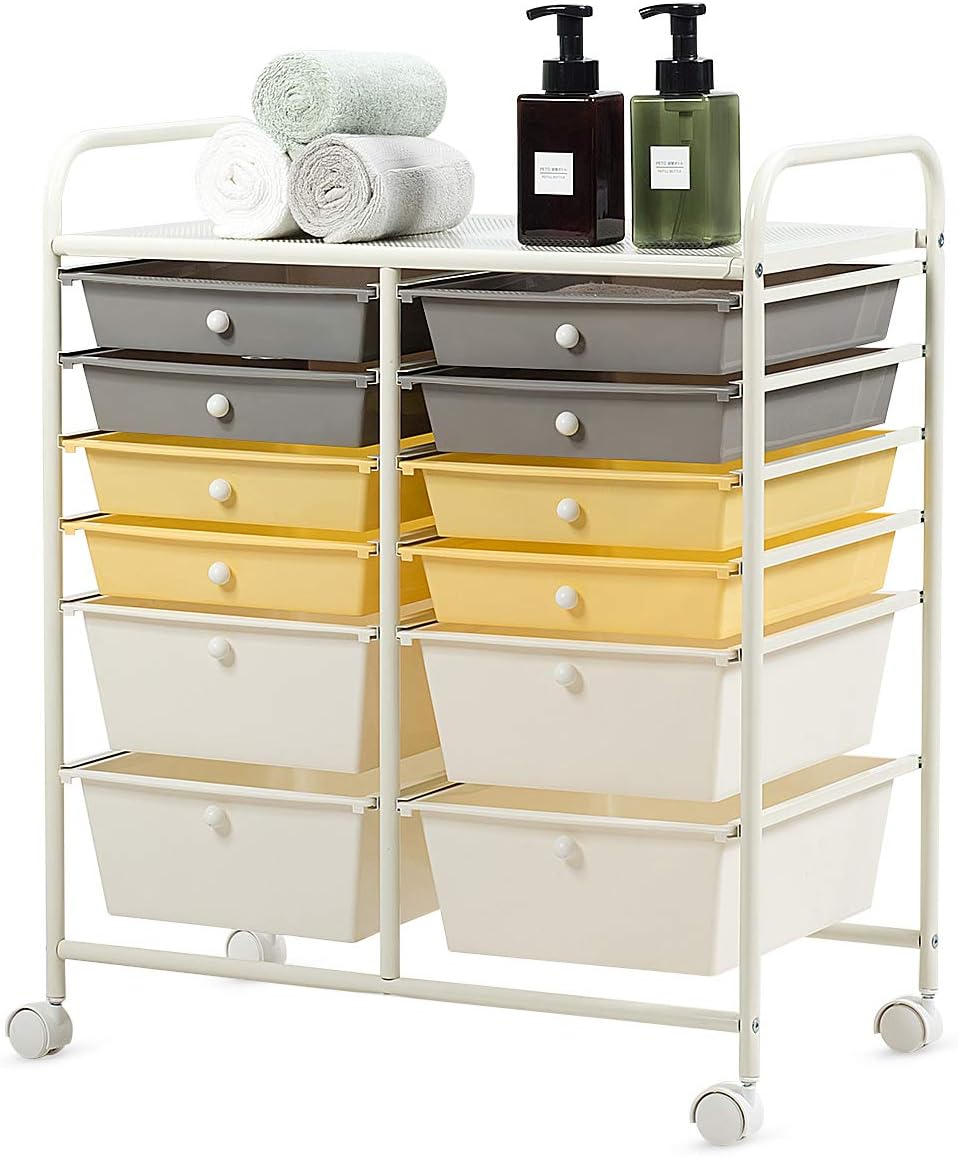 Giantex 12 Drawer Rolling Storage Cart for Home and Office