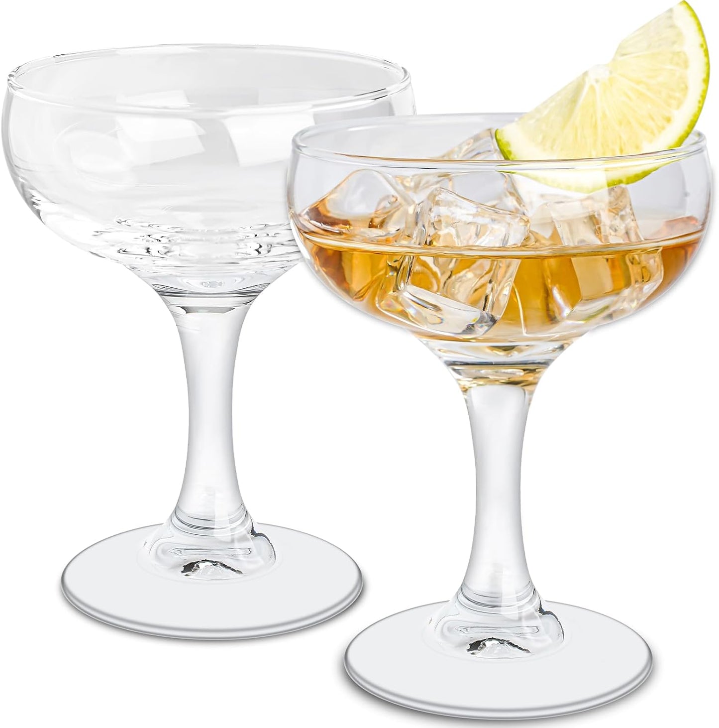 LEYU Stemless Coupe Glasses Set - Elegant 4.5oz Glassware
