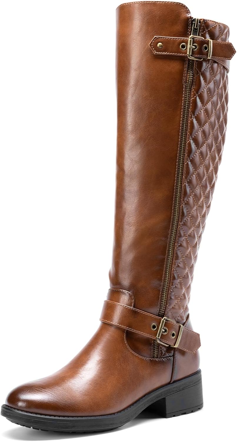 DREAM PAIRS Women's Knee-High Boots with Chunky Block Heel