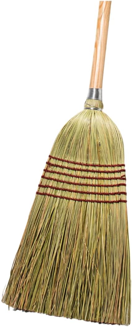 Heavy Duty Corn Broom with Wood Handle for Indoor Outdoor Use