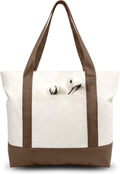 Canvas Tote Bags 3-Pack Brown/Natural - Large 21in x 15in Capacity