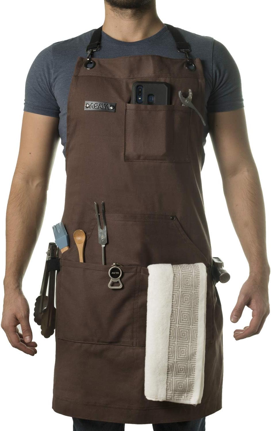 Asaya Chef and BBQ Apron with Bottle Opener and Towel