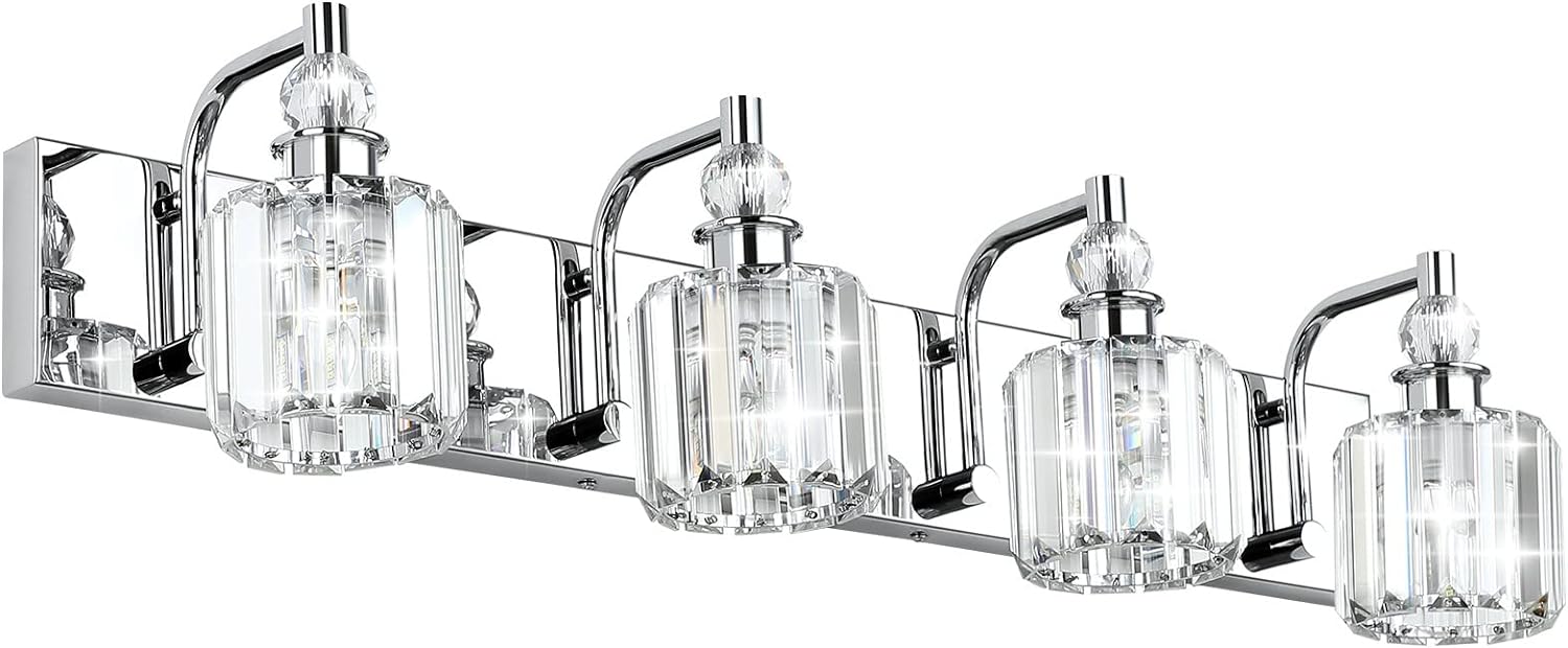 Ralbay Crystal Bathroom Vanity Light - Modern 4 Light Fixture