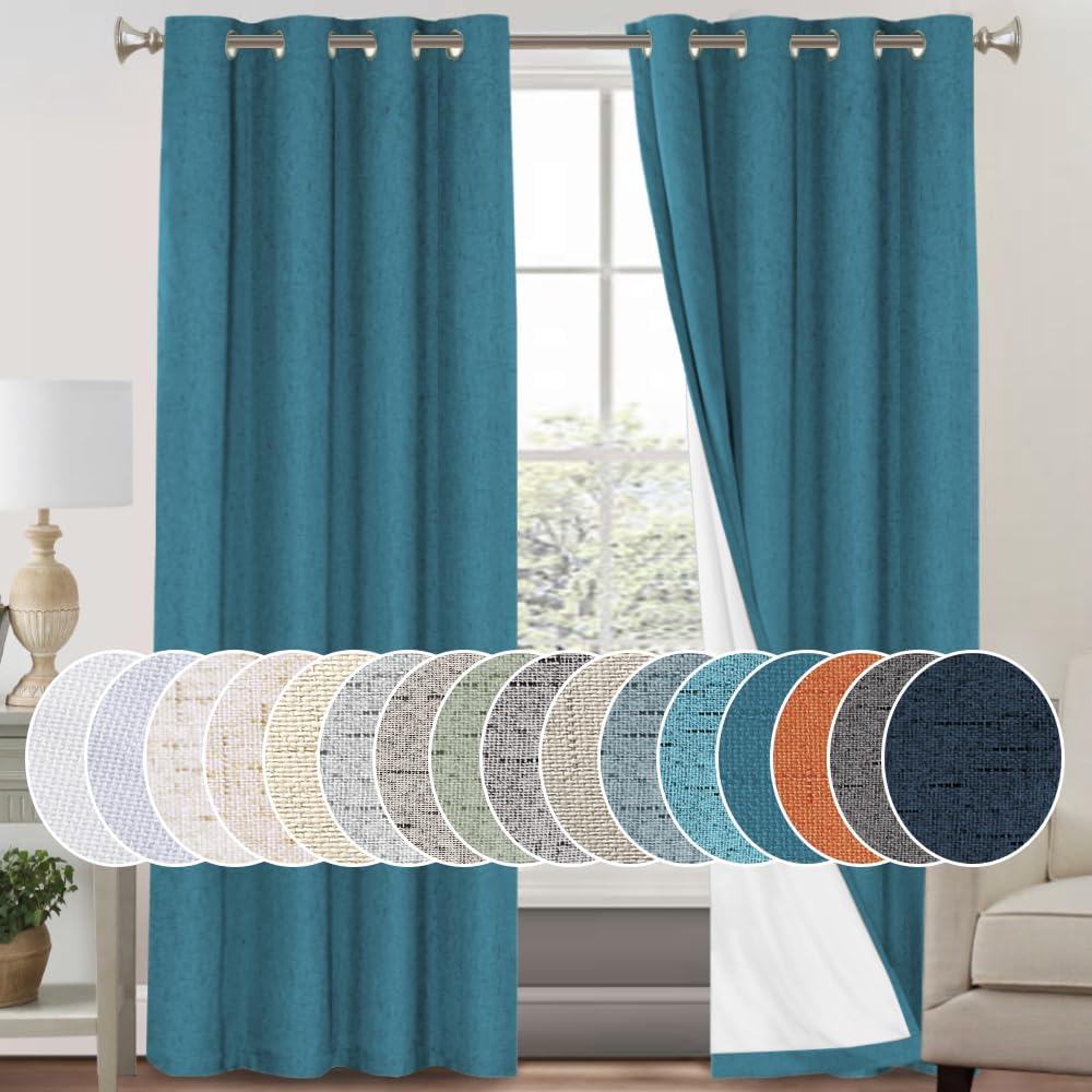 PrinceDeco Blackout Curtains for Bedroom - Blue Sapphire