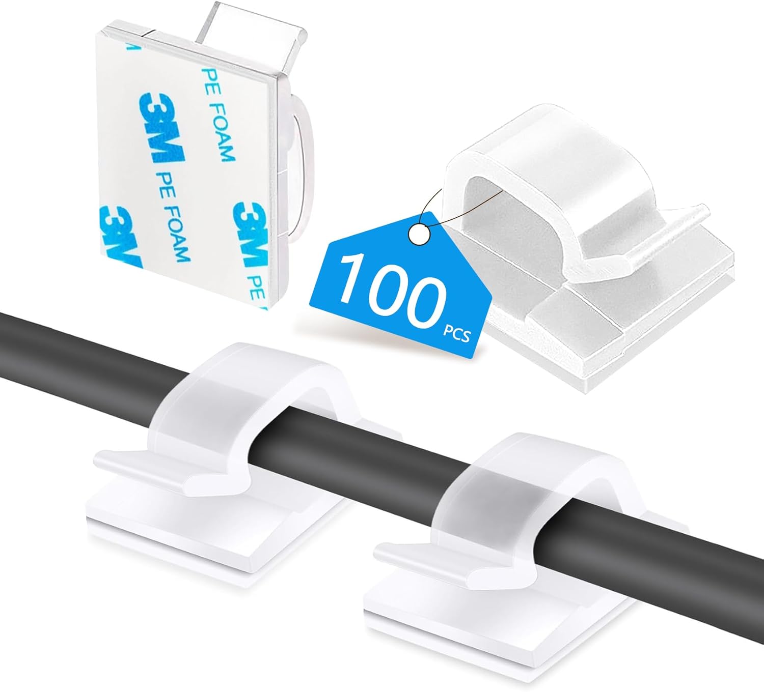 Adhesive Cable Clips 100PCS ~ Strong Organizer