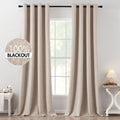 Blackout Linen Textured Curtains 52 x 120 in - Total Room Darkening
