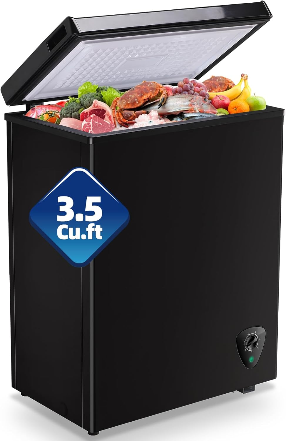 3.5 Cu.ft Chest Mini Freezer for Bulk Storage with Wheels