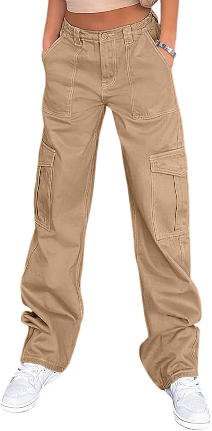 Lepunuo Cargo Pants for Women High Waisted Wide Leg Y2K Style