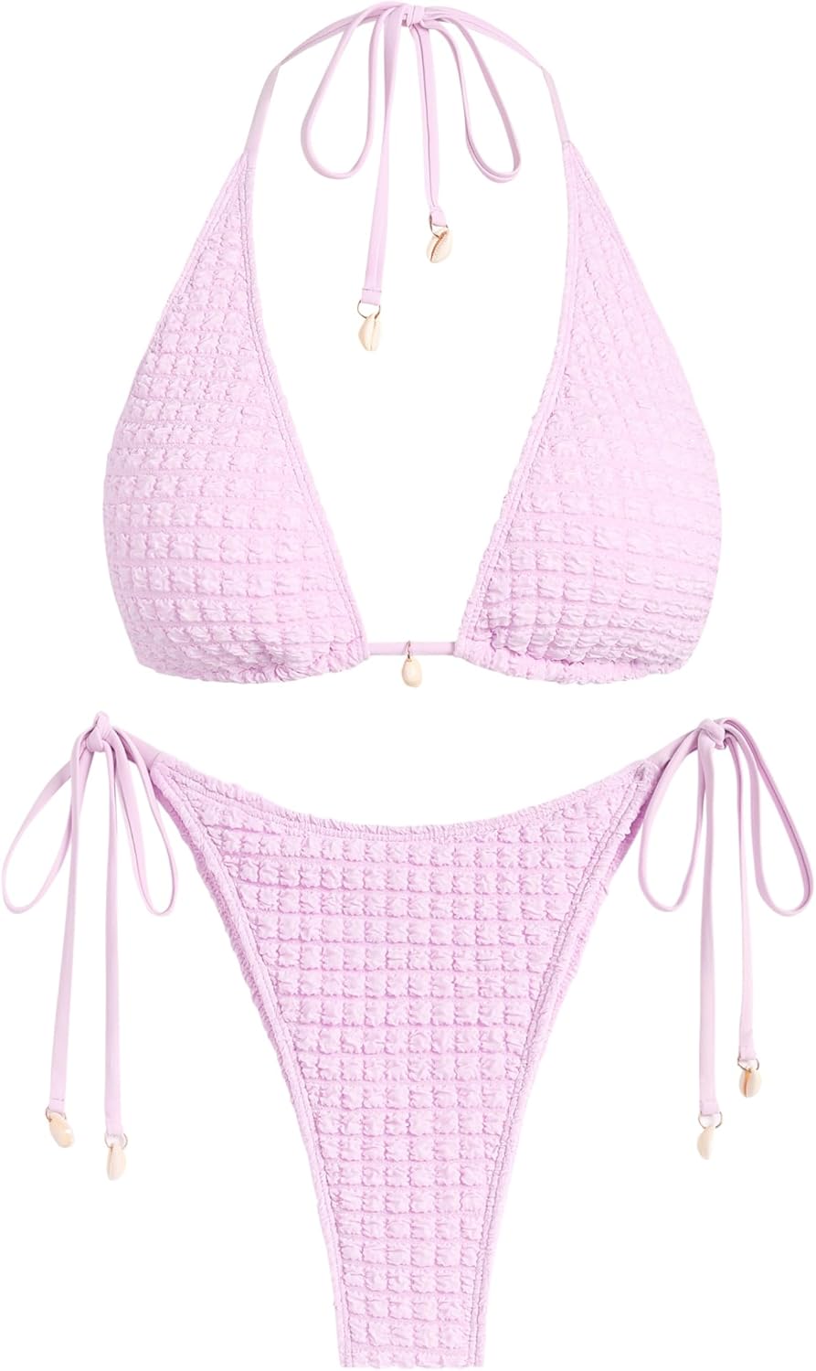 ZAFUL Women's Triangle Bikini Set with Multiway Fishnet Design