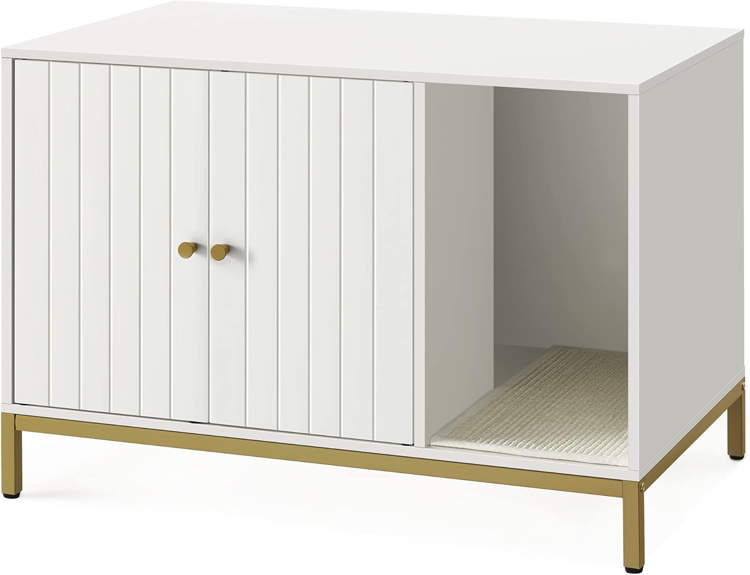 Modern Cat Litter Box Enclosure with Scratching Mat and Style