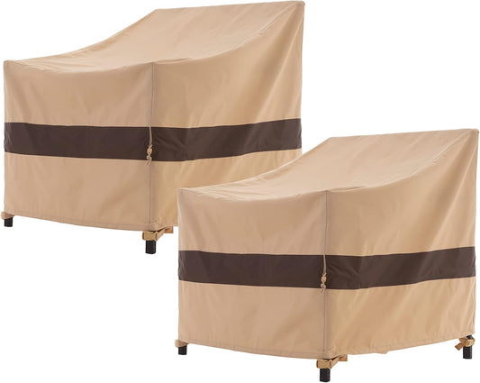 Waterproof Heavy Duty Patio Chair Cover 2-Pack - Beige/Coffee