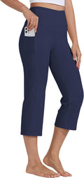 Willit Women's Yoga Capris Pants High Waist Leggings Crop Straight no