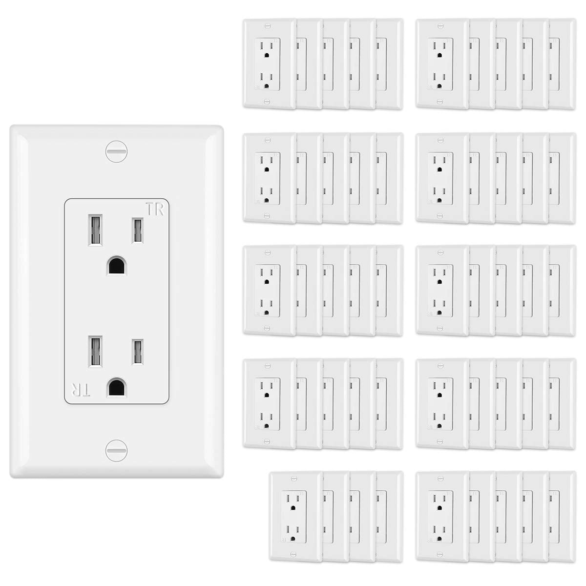 CML Decorator Wall Receptacle Outlet 50 Pack for Safety