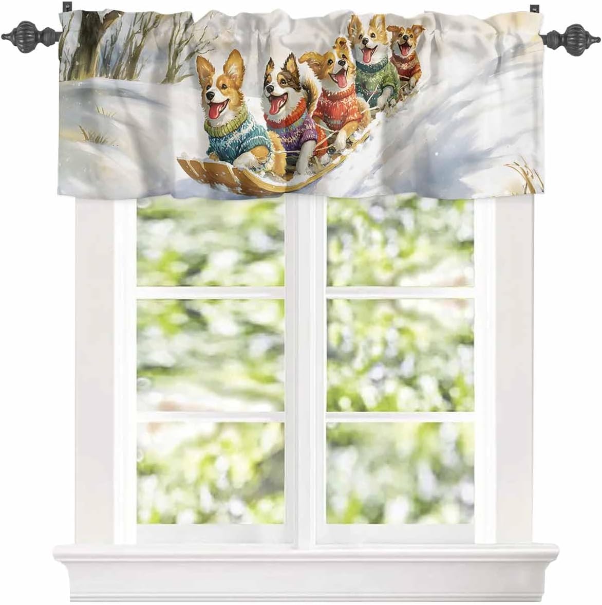 Winter Wonderland Dog Window Valance - 42x12In