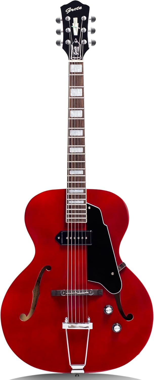 GROTE Jazz Electric Guitar Hollow Body with P90 Pickup in Red