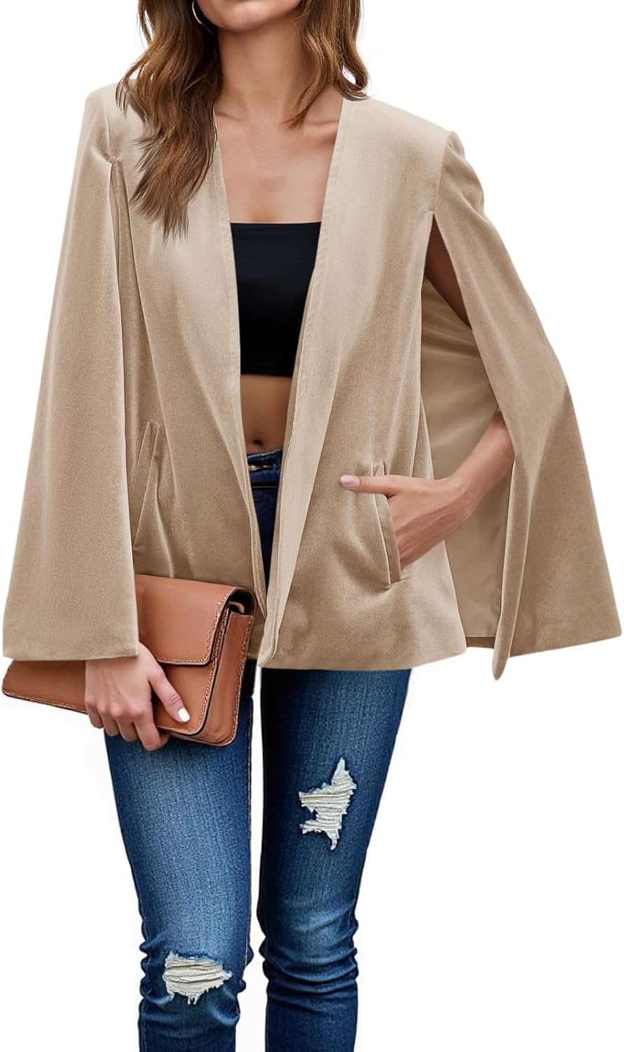 Cicy Bell Women's Velvet Cape Blazer for Stylish Outfits