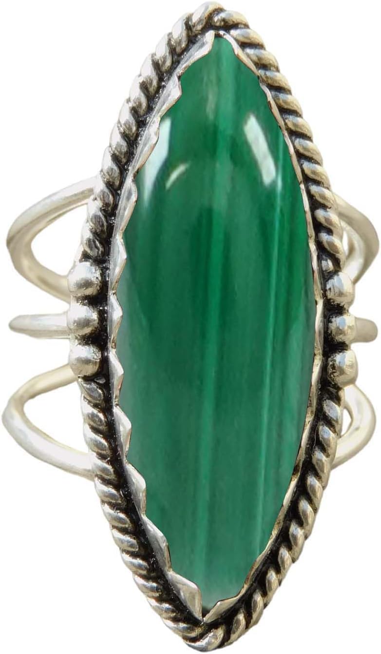 NKG Blue Copper Turquoise Ring in 925 Sterling Silver for Women