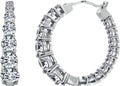 Platinum-Plated Sterling Silver Graduated Zirconia Hoop Earrings - 1