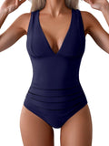 One Piece Swimsuit for Women Tummy Control Plunge V Neck (Style VJ1Y)