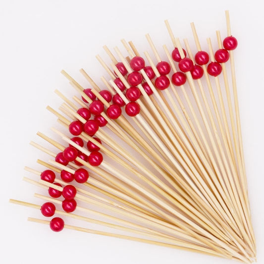 100ct Circular Bamboo Fruit Picks, Creative Red Toothpicks