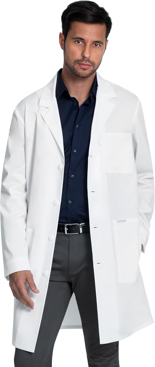 Cherokee White Lab Coat for Men or Women with 3 Pockets