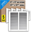 12x12 Return Air Grille 5 Pack - Steel Vent Cover for Sidewall