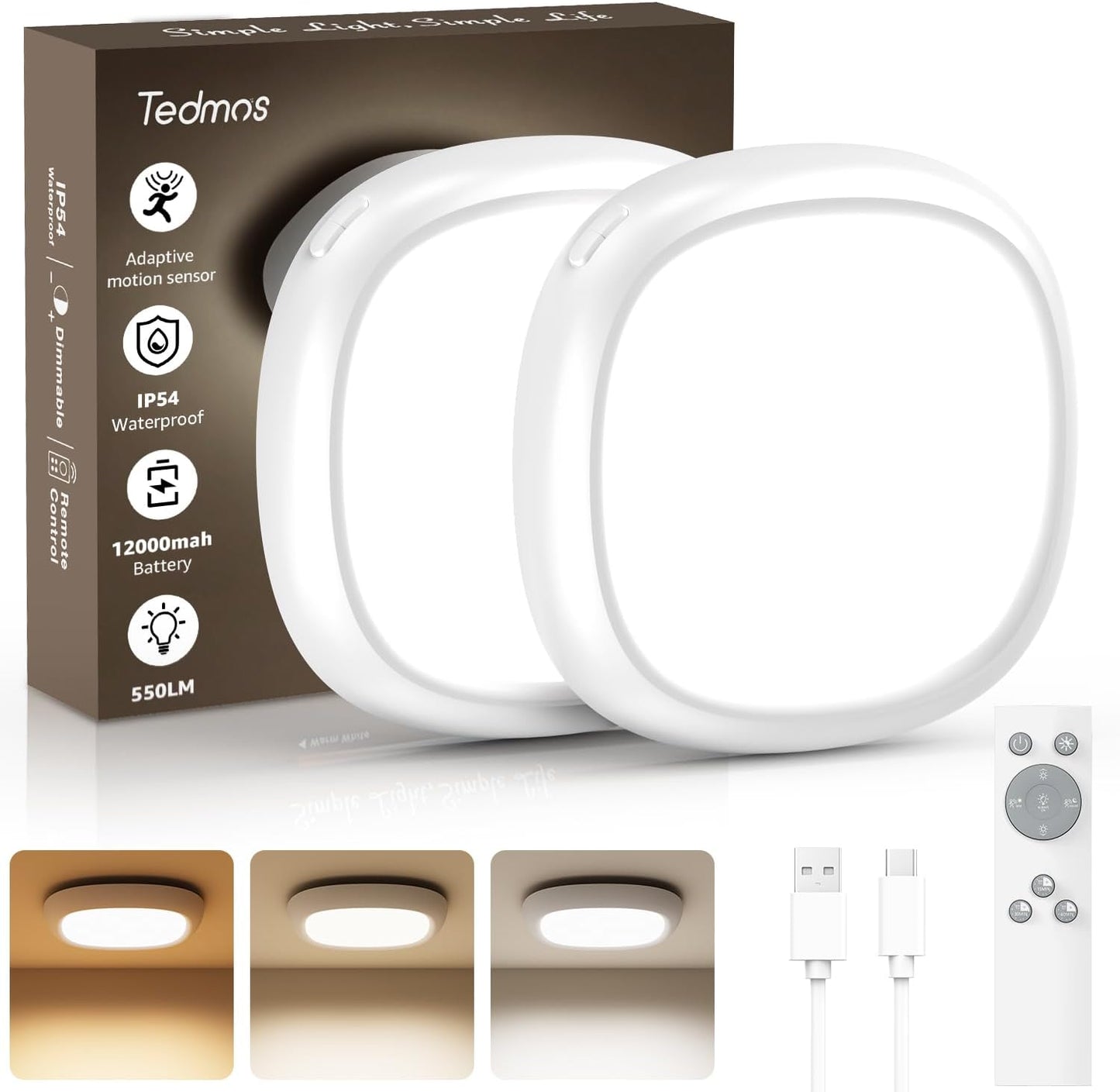 Rechargeable Waterproof Shower Light with Motion Sensor and Remote