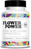 Flower Power Vegan Boric Acid Suppositories - 30 Capsules for Odor