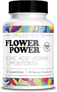 Flower Power Vegan Boric Acid Suppositories for Vaginal Care